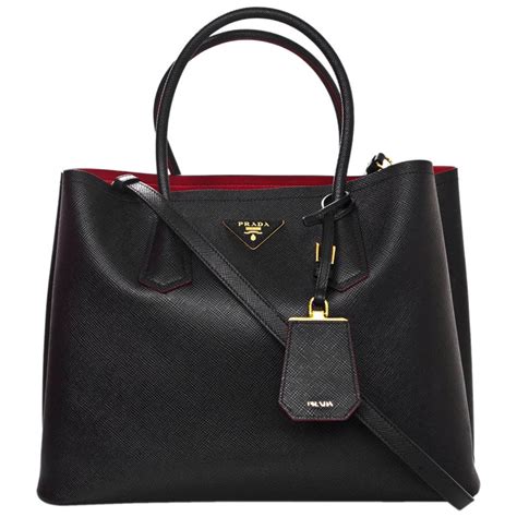 prada black tote red lining|prada saffiano tote.